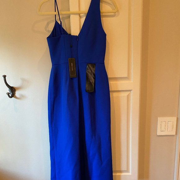 BCBGMAXAZRIA Asymmetric Side Slit Formal Dress in Royal Blue, Size XS (2) - Picture 4 of 5